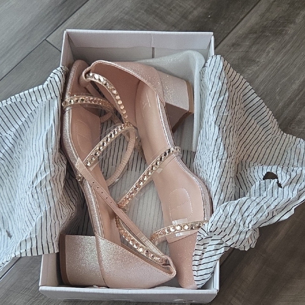 DB studio Sparkling Rose Gold encrusted Strappy Heels
